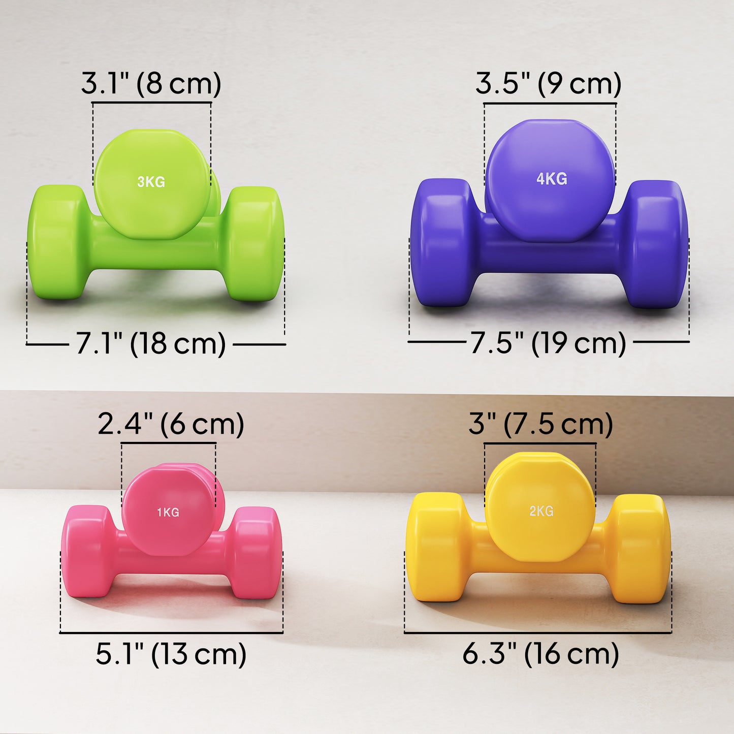 Soozier 44lbs Hex Dumbbell Set, Hand Weights Fitness Dumbbells for Home Gym Strength Training, Multi-Colour