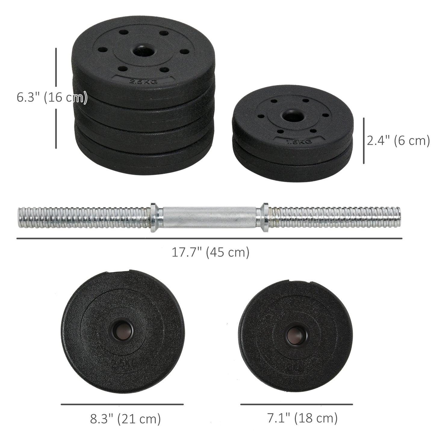 Soozier 66 lbs Adjustable Dumbbells Weight Set Dumbbell Hand Weight Barbell for Body Fitness Lifting Training for Home Office Gym, Black