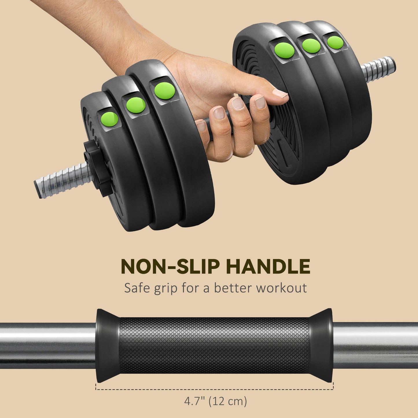 Soozier 66LBS 2-in-1 Adjustable Barbell & Dumbbells Set, Weights Set with Non-slip Handles for Men and Women Home Gym Training