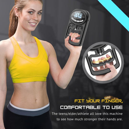 Dinamómetro digital de mano de 120 kg con pantalla LCD y USB para entrenamiento de potencia y deporte.