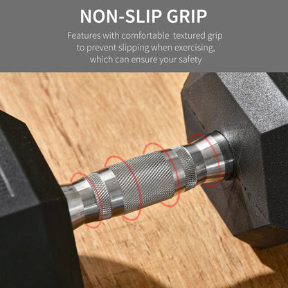 Soozier 40lbs Rubber Hex Dumbbell, Weight Dumbbell Hand Weight Barbell for Body Fitness Training for Home Office Gym, Black