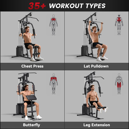 Soozier Home Gym Equipment, Multifunction Workout Machine with 99lbs Weight Stack for Back, Chest, Arm, Legs, and Full Body Workout