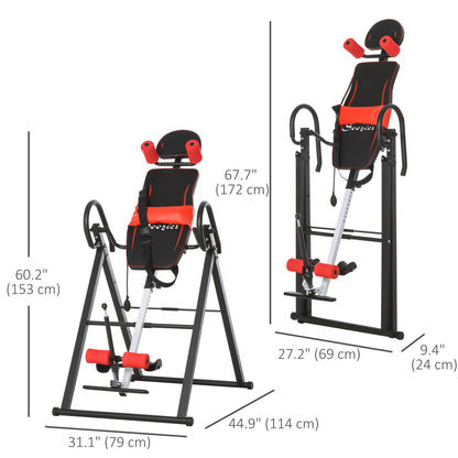 Soozier Folding Inversion Table, 20°/40°/60° Adjustable, with Safety Belt and Waist Pad for Back Pain Relief