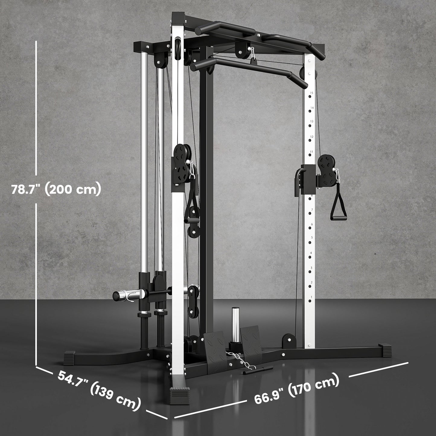 Soozier Multifunctional Home Gym Machine with Pull Up Bar, 15-Position Adjustable Strength Training Workout Station