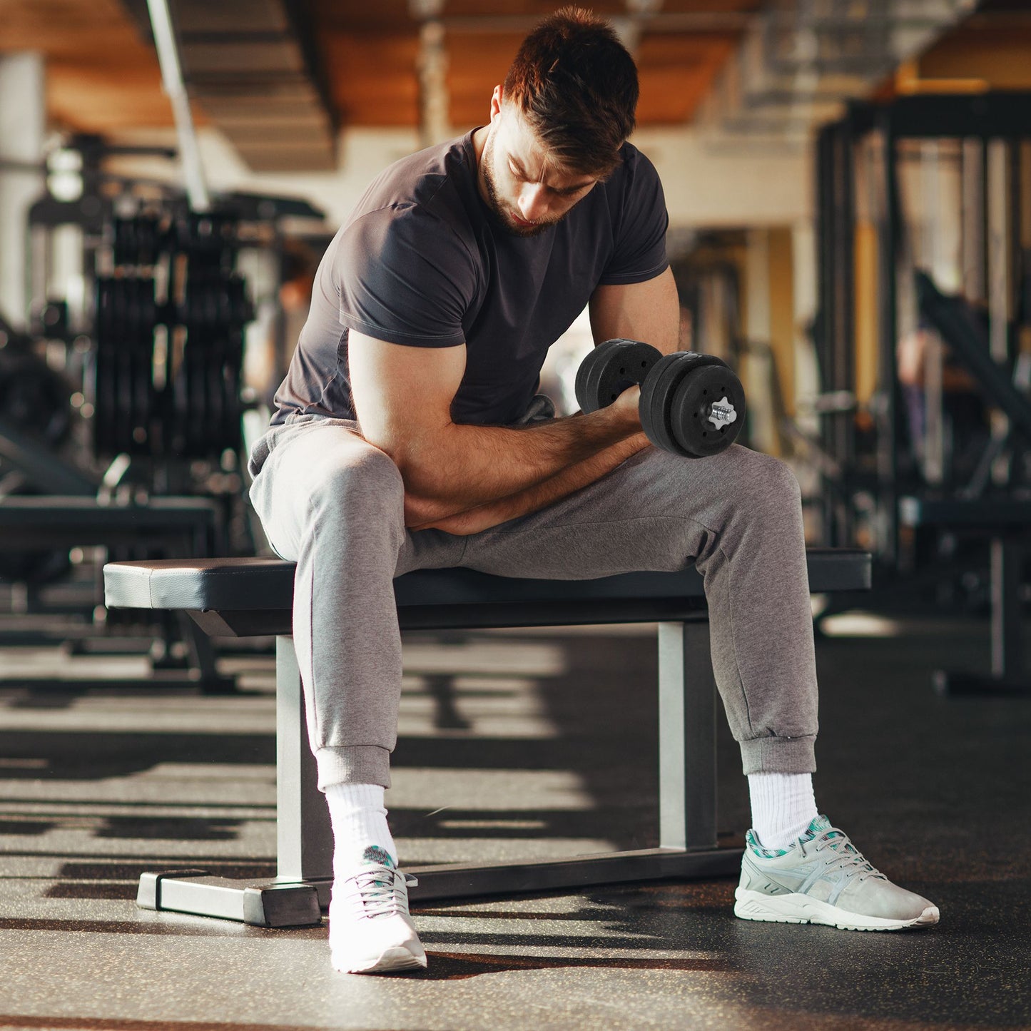 Soozier 66 lbs Adjustable Dumbbells Weight Set Dumbbell Hand Weight Barbell for Body Fitness Lifting Training for Home Office Gym, Black