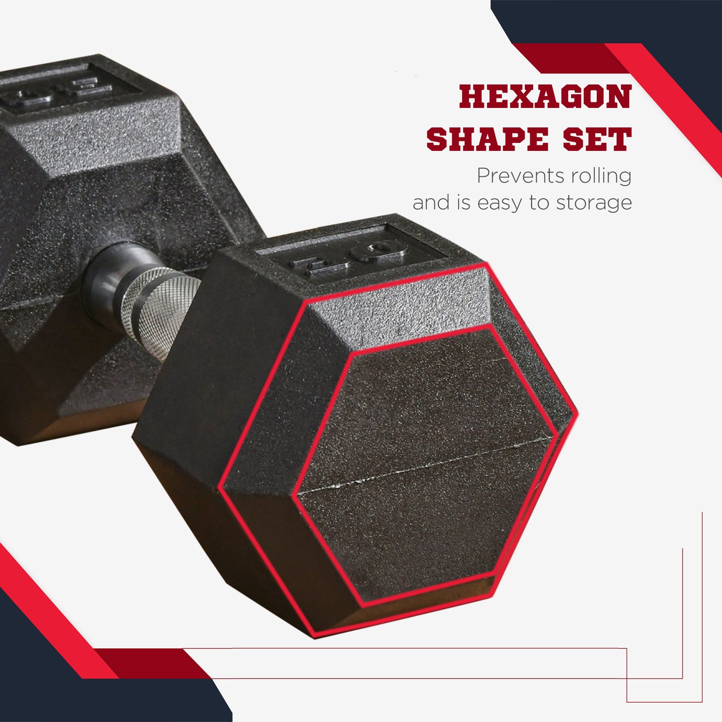 Soozier 2 x 30lbs Rubber Dumbbells Weight Set, Dumbbell Hand Weight for Body Fitness Training, Home Office Gym, Black