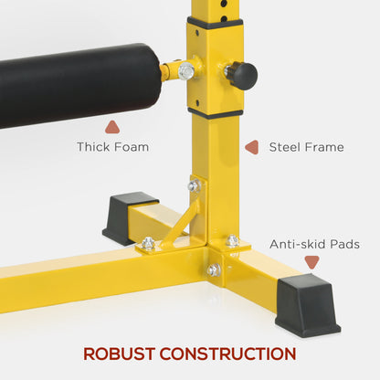 Soozier Bulgarian Split Squat Stand, 12-Level Adjustable Single Leg Squat Stand for Lower Body Strength Training, Yellow
