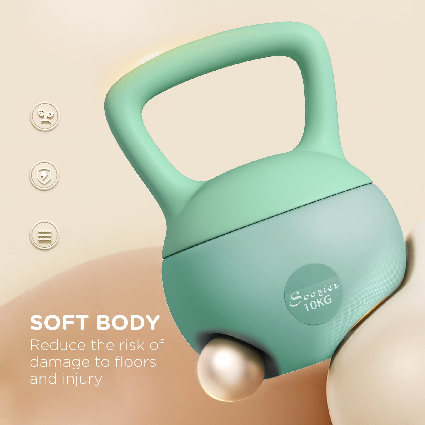 Soozier 22 lb Soft Kettlebell, Sand Filled Weight w/ Grip Handle, Kettlebell Weight for Full Body Workout and Strength Training