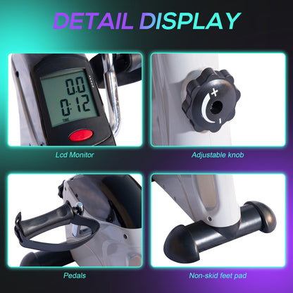 Soozier Portable Mini Exercise Bike Desk Pedal Indoor Cycle Fitness Hand Foot Exercise Machine w/ LCD Display