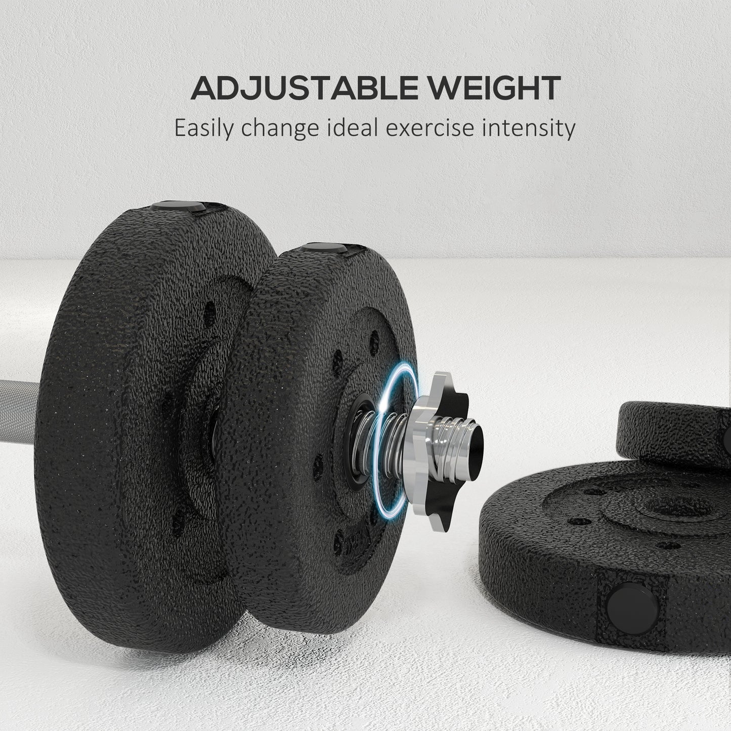 Soozier 2 x 33 lbs Adjustable Dumbbells Weight Set Dumbbell Hand Weight Barbell for Body Fitness Lifting Training for Home Office Gym, Black