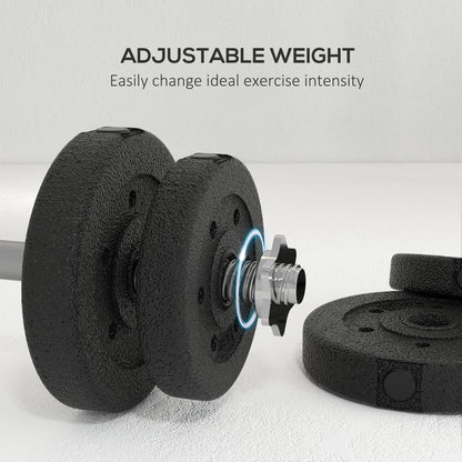 Soozier 2 x 33 lbs Adjustable Dumbbells Weight Set Dumbbell Hand Weight Barbell for Body Fitness Lifting Training for Home Office Gym, Black