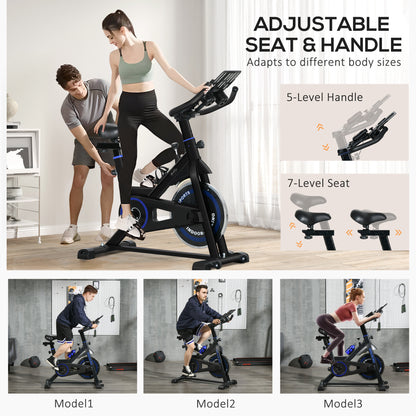 Soozier Adjustable Upright Stationary Exercise Bike w/ LCD Display, Indoor Cycling Bike for Home w/ Adjustable Resistance, Black
