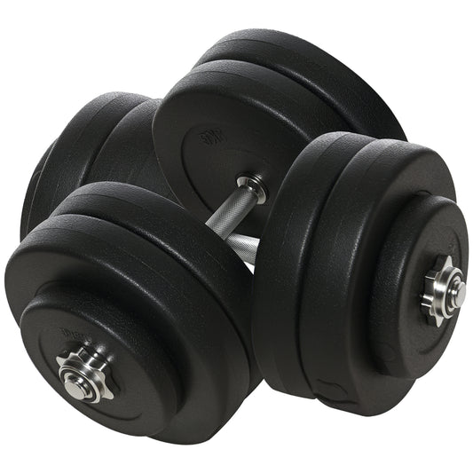 Soozier Adjustable 2 x 55lbs Weight Dumbbell Set for Weight Fitness Training Exercise Fitness Home Gym Equipment, Black (Pair)