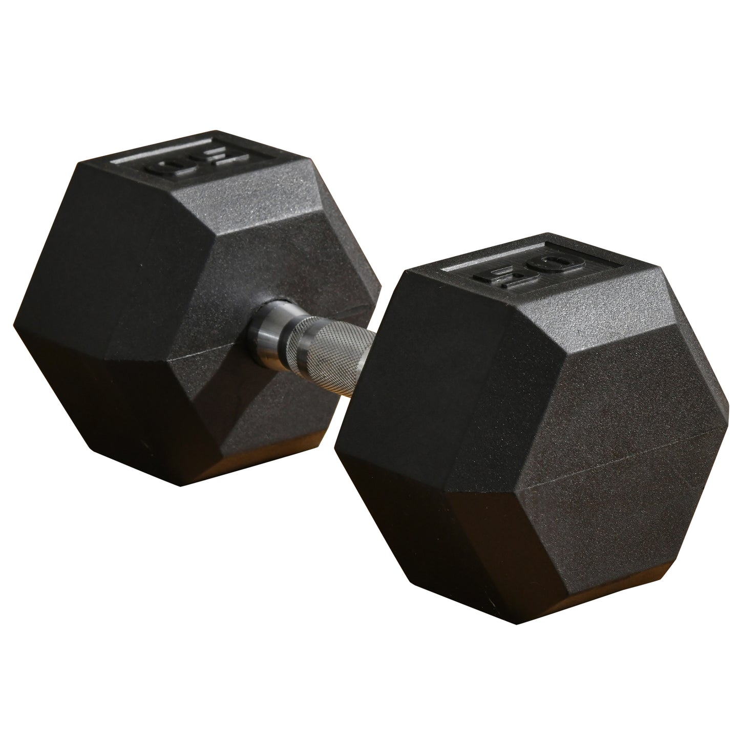 Soozier 50lbs Rubber Hex Dumbbell, Weight Dumbbell Hand Weight Barbell for Body Fitness Training for Home Office Gym, Black