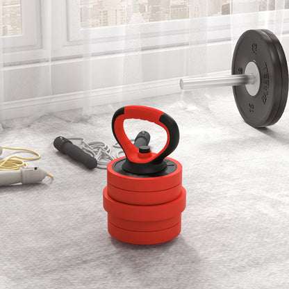 Soozier 44lbs 4-in-1 Adjustable Weight Dumbbell Set, Barbell, Kettlebell, Push Up Stand, Red