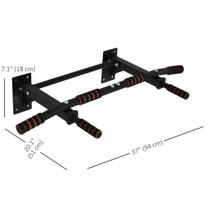 Soozier Pull Up Bar Wall Mount Chin Up Bar, Upper Body Strength Training Station with Non-Slip Foam for Home Gym, Black