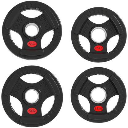 Soozier Weight Plates Set, 2-Inch Barbell Weights Set w/Tri-Grips for Weightlifting and Strength Training, 2 x 6lbs, 2 x 11lbs