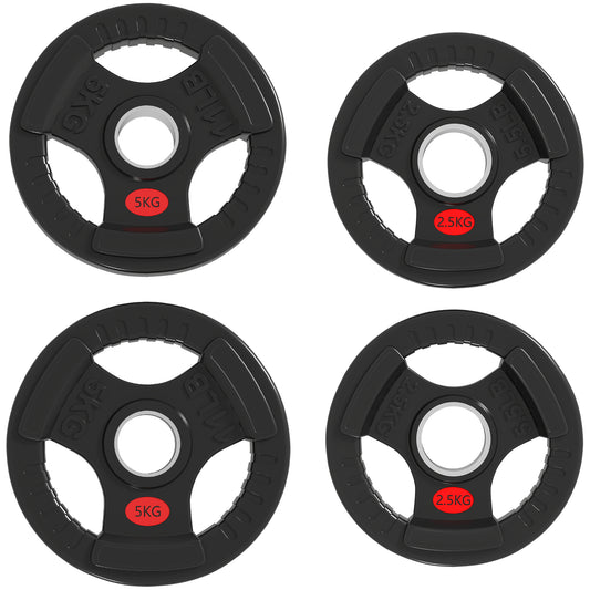 Soozier Weight Plates Set, 2-Inch Barbell Weights Set w/Tri-Grips for Weightlifting and Strength Training, 2 x 6lbs, 2 x 11lbs