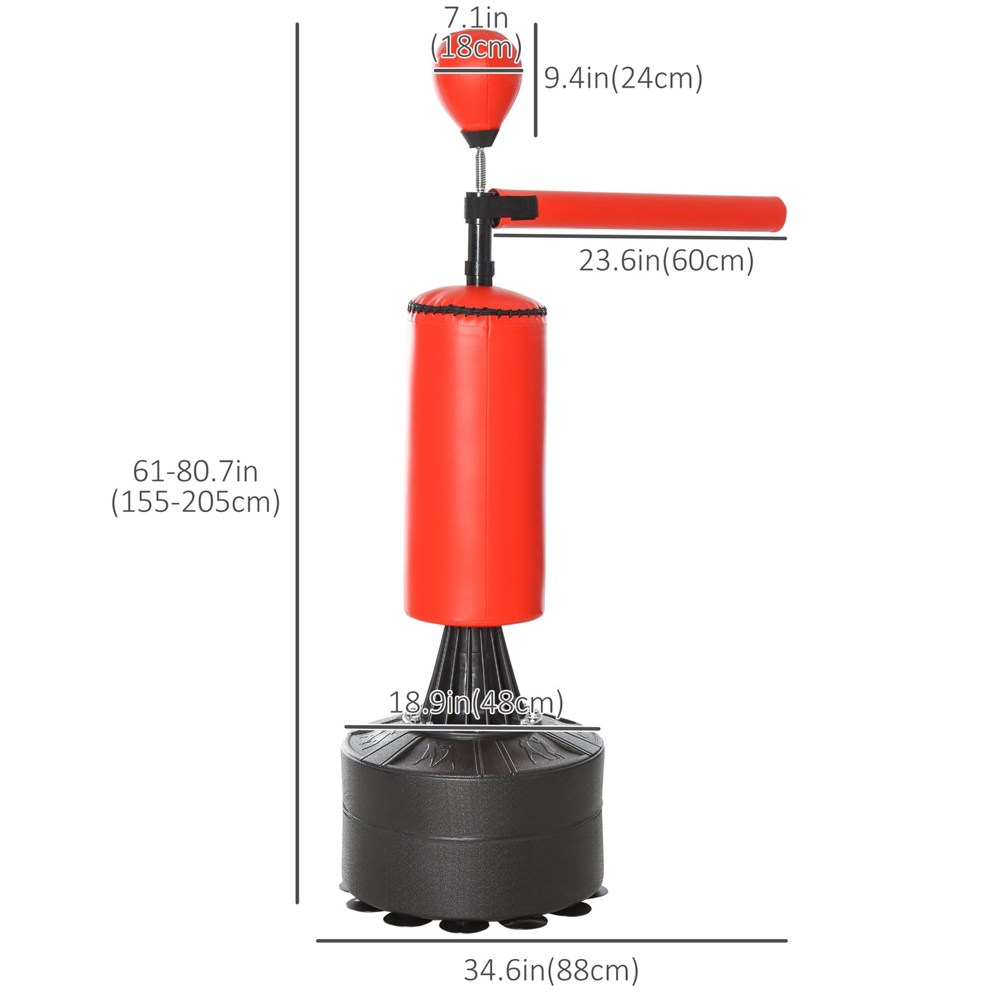 Soozier Freestanding Boxing Punch Bag Stand with 360° Rotating Flexible Arm, Speed Ball, Waterable & Sandable Base, Height Adjustable Boxing Training Equipment for Adults