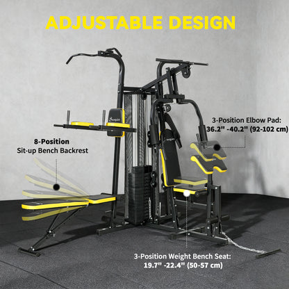 Soozier Multifunction Power Tower for Back, Chest, Arms & Leg Workouts All-in-One Home Gym with Weight Stack and Pulley System for Full Body Training
