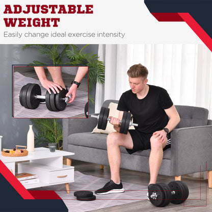 Soozier 66 lbs Adjustable Dumbbells Weight Set Dumbbell Hand Weight Barbell for Body Fitness Lifting Training for Home Office Gym, Black