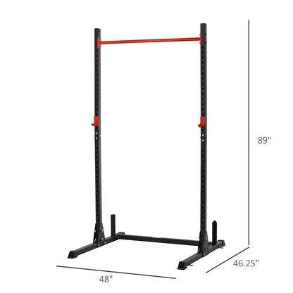 Soozier Adjustable Barbell Power Rack Squat Stand Strength Training Fitness Pull Up Weight Cage Home Gym Black