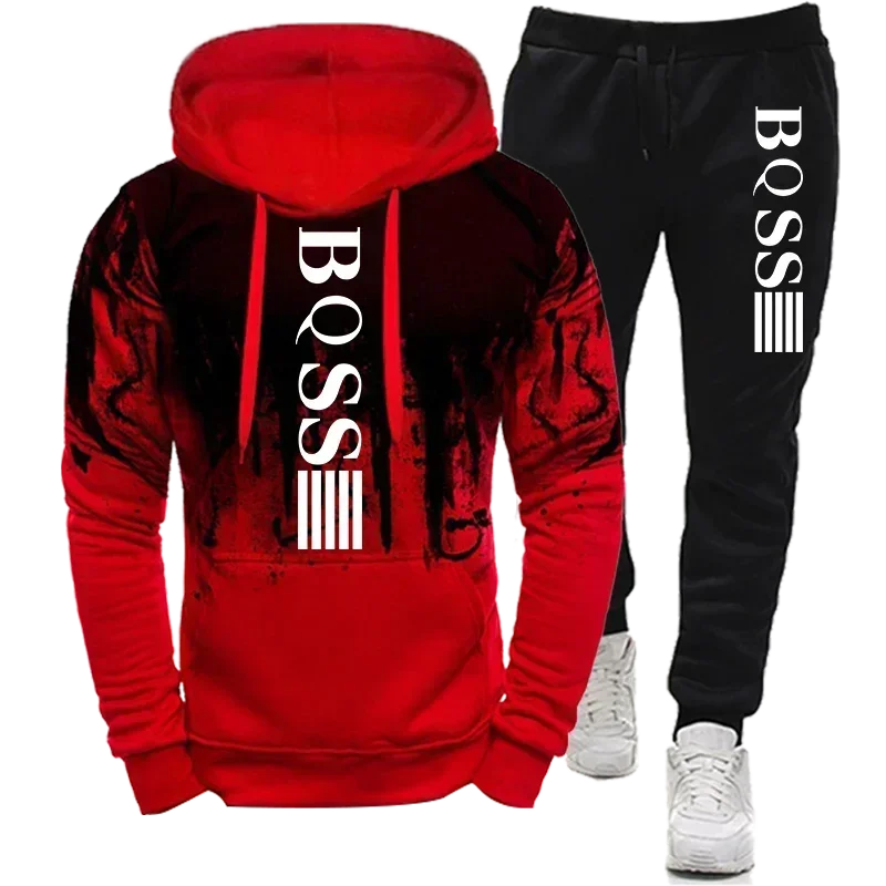 Men'S Hoodies for Men Clothing Splash Ink Sweatshirt Suit Man Tracksuit Pant Sets New in Hoodies & Sweatshirts Sports Suits Set