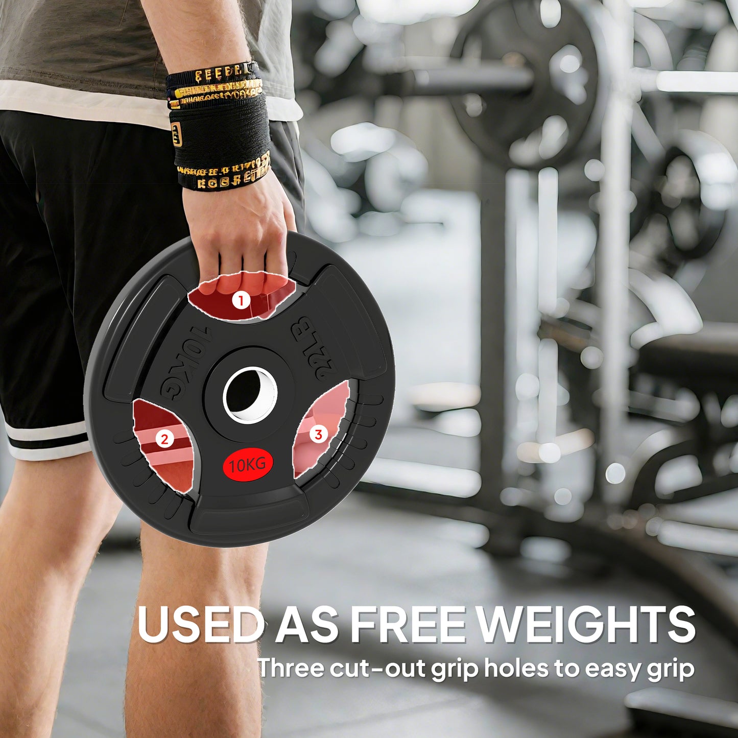 Soozier Weight Plates Set, 2-Inch Barbell Weights Set w/Tri-Grips for Home Gym Weightlifting and Strength Training, 2 x 22lbs