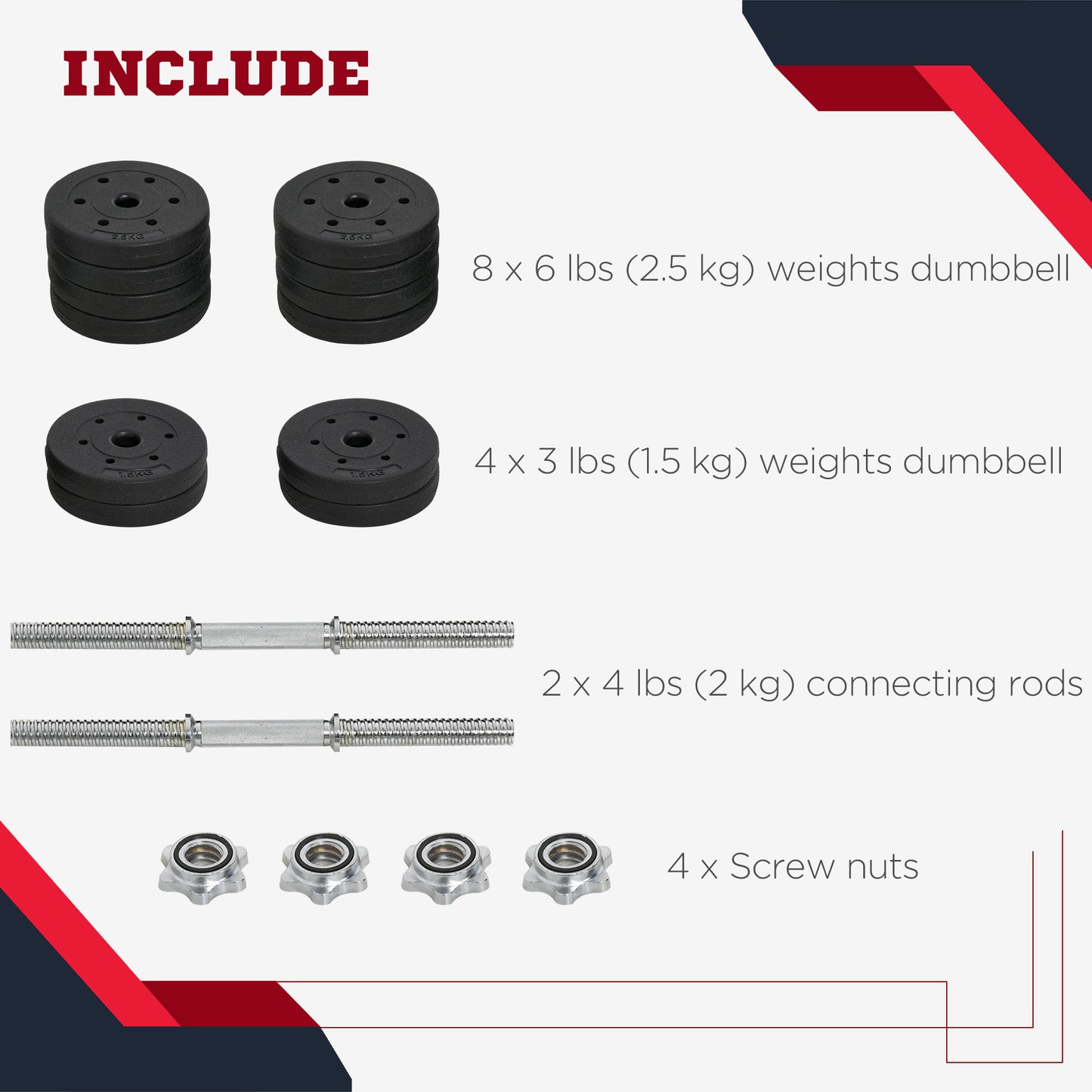 Soozier 66 lbs Adjustable Dumbbells Weight Set Dumbbell Hand Weight Barbell for Body Fitness Lifting Training for Home Office Gym, Black