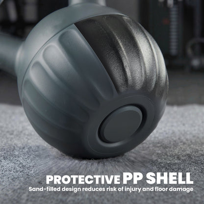 Soozier Kettlebell, 31 lbs Kettle Bell with Non-Slip Handle for Home Gym, Weight Lifting and Strength Training, Grey