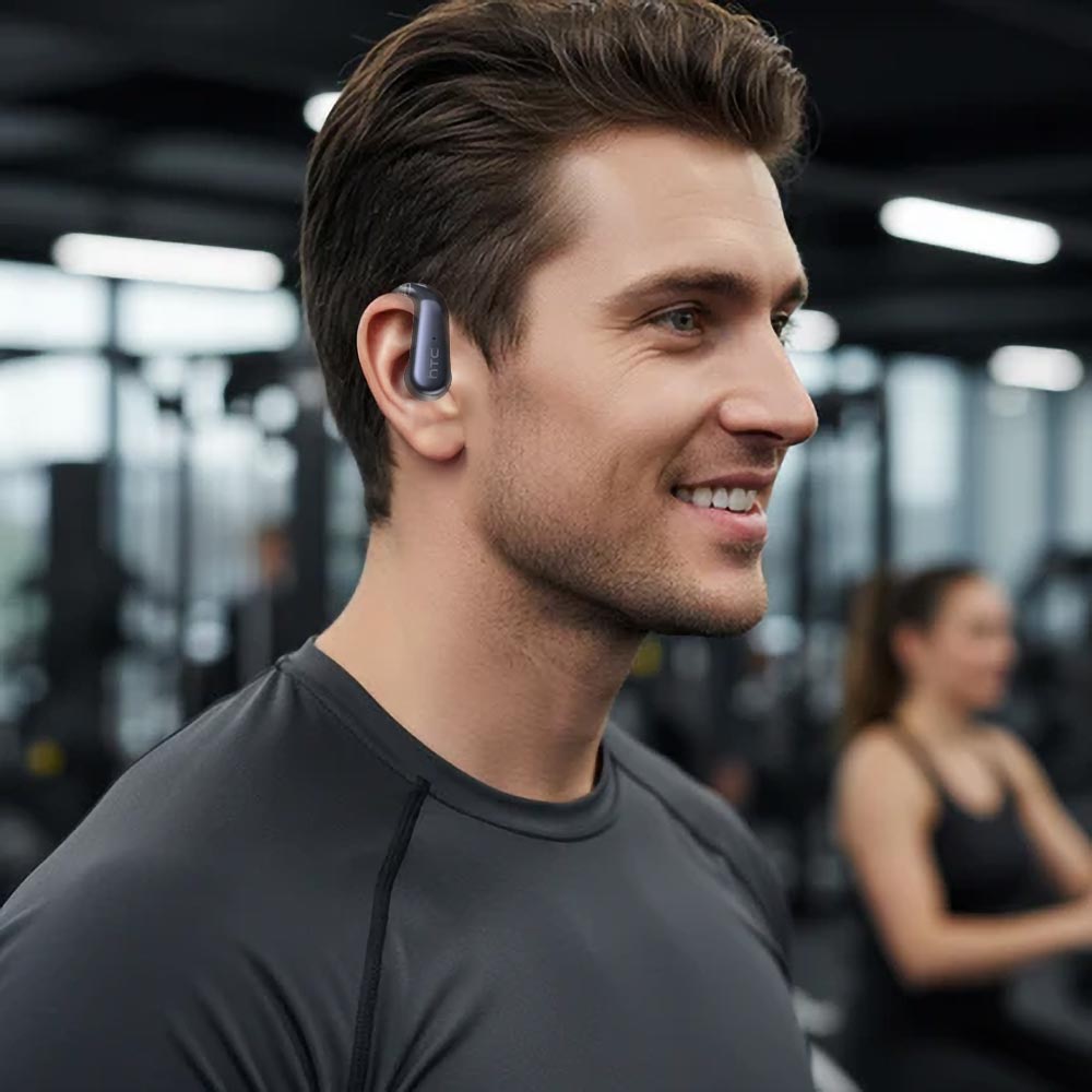 HTC NE38 OWS Wireless Translation Earbuds - Seamless Real-Time Translation in 134 Languages, Bluetooth 6.0, IPX5 Waterproof Design, and HIFI Sound Quality Perfect for Office, Sports, Study, and Calls with Built-In Microphone and AI