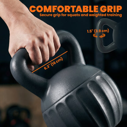 Soozier Kettlebell, 31 lbs Kettle Bell with Non-Slip Handle for Home Gym, Weight Lifting and Strength Training, Grey