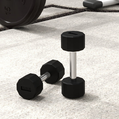 Soozier 2 x 10lbs Dumbbells Set with Non-Slip Grip, Rubber Covered Weights for Men Women Home Gym Workout