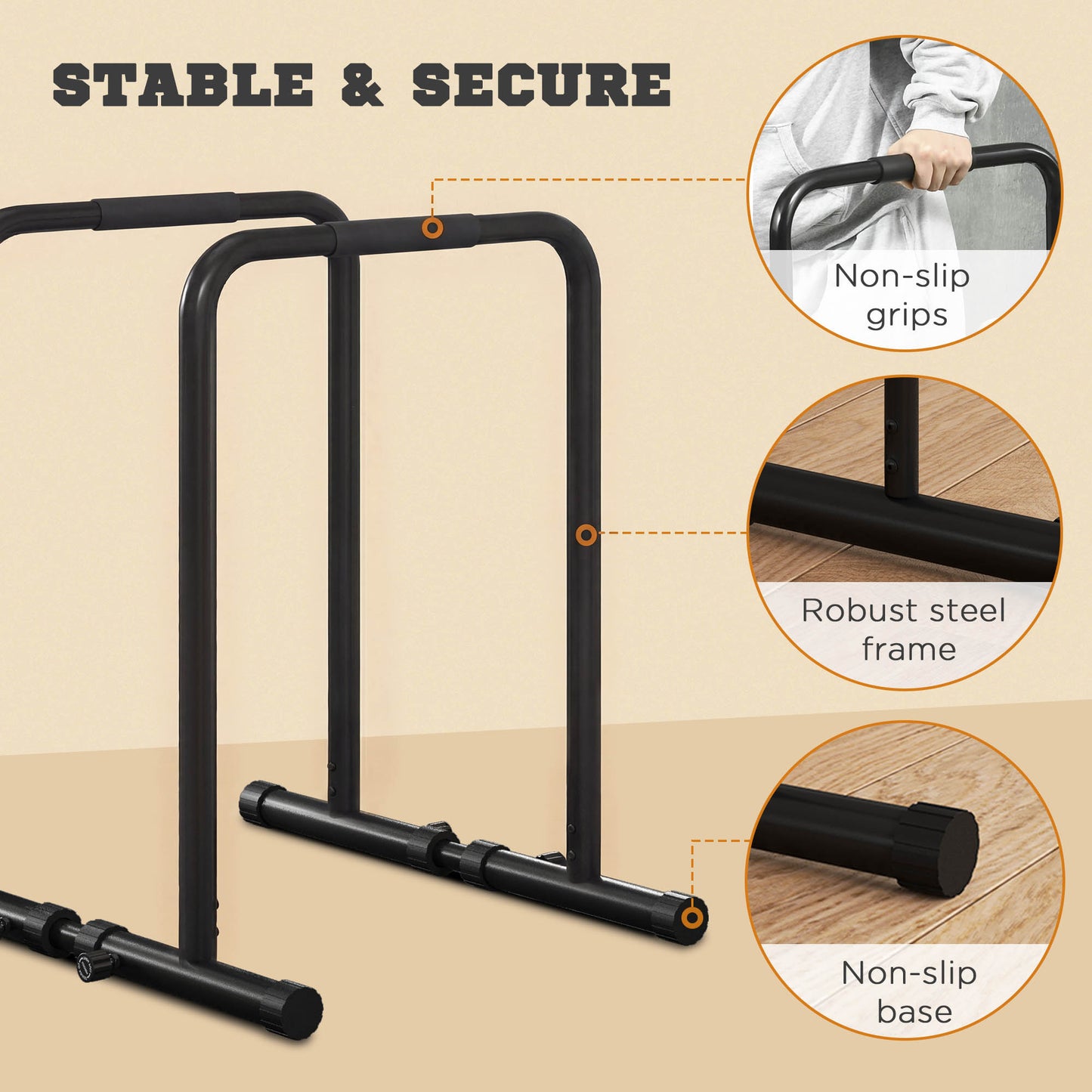 Soozier Adjustable Dip Station, Push Up Bars with 6 Width and 2 Height Levels for Home Gym Fitness Workout