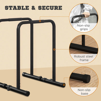 Soozier Adjustable Dip Station, Push Up Bars with 6 Width and 2 Height Levels for Home Gym Fitness Workout