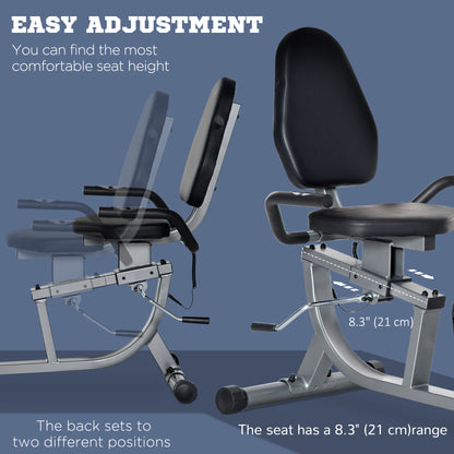 Soozier Exercise Bike, Stationary Bike with 8-Level Magnetic Resistance, LCD Display, Adjustable Seat and Backrest for Home Gym