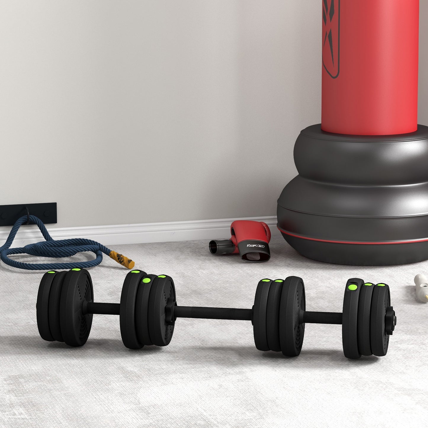 Soozier 44LBS 2-in-1 Adjustable Barbell & Dumbbells Set, Weights Set with Non-slip Handles for Men and Women Home Gym Training