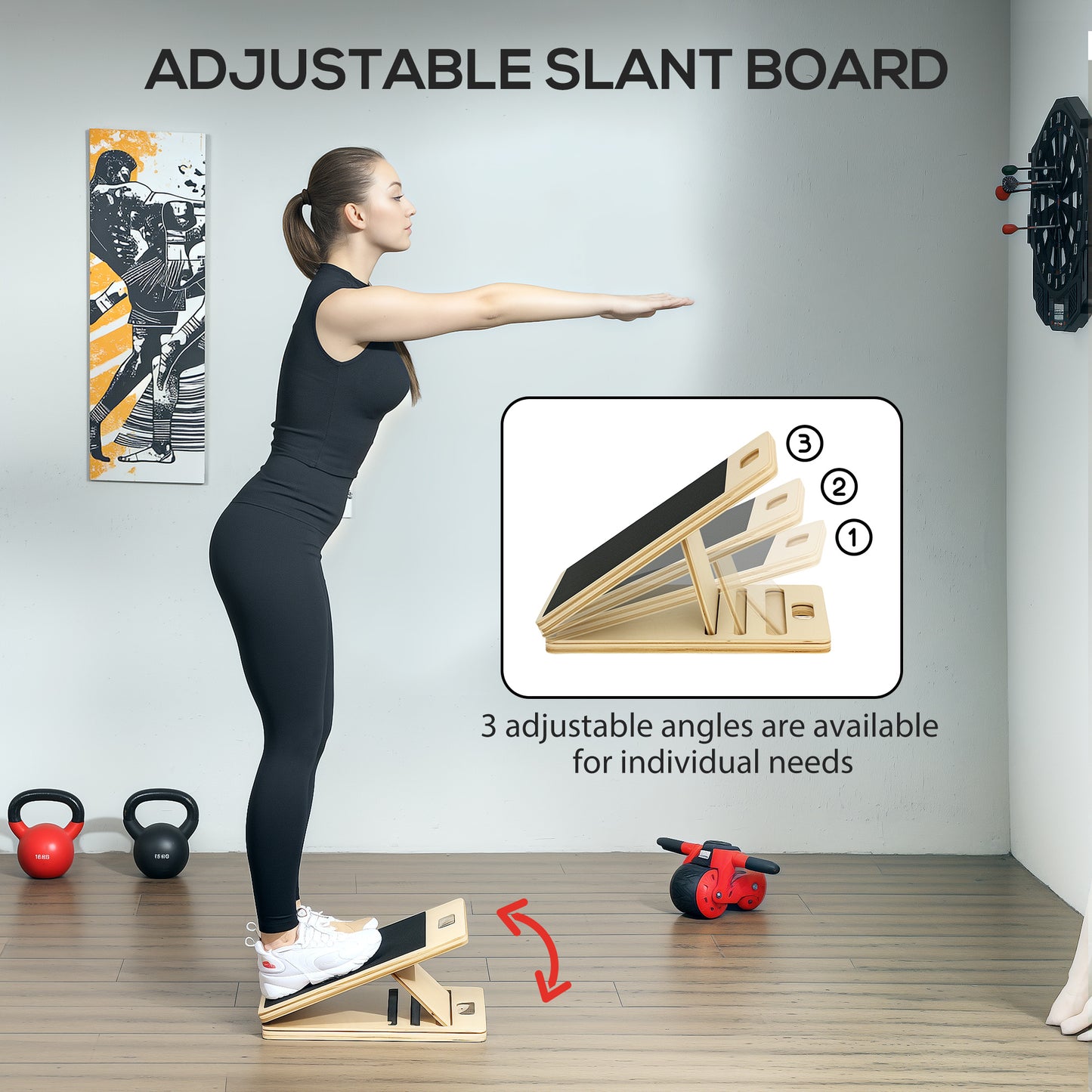 Soozier Pilates Bar Kit with Resistance Bands and Foldable Calf Stretch Board, Pilates Equipment for Full Body Workouts, Grey