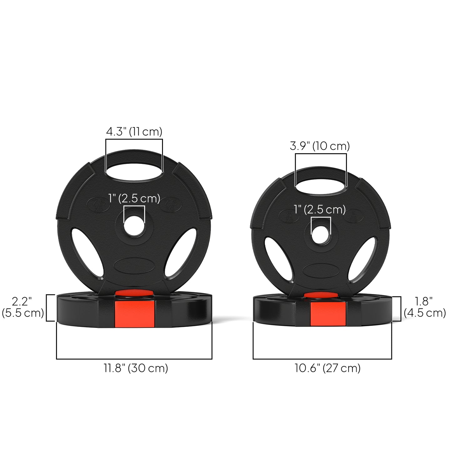 Soozier 1-Inch Weight Plates, Barbell Weights Set for Weightlifting and Strength Training, 2 x 17lbs + 2 x 11lbs
