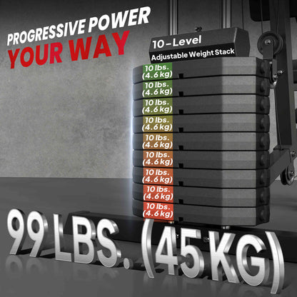 Soozier Multifunction Home Power Exercise Gym System Weight Training Exercise Workout Station Fitness Strength Machine for Whole Body Training Black