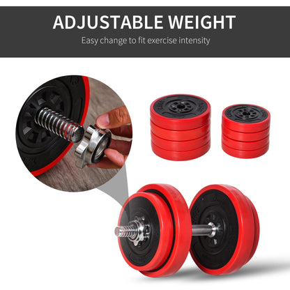 Soozier 44lbs 2-In-1 Dumbbell & Barbell Adjustable Set Strength Muscle Exercise Fitness Plate Bar Clamp Rod Home Gym Sports Area