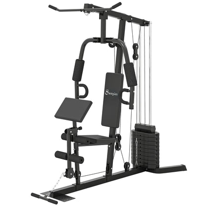 Soozier Multi-Exercise Home Gym Station with 99lbs Weight Stack, for Full Body Workout