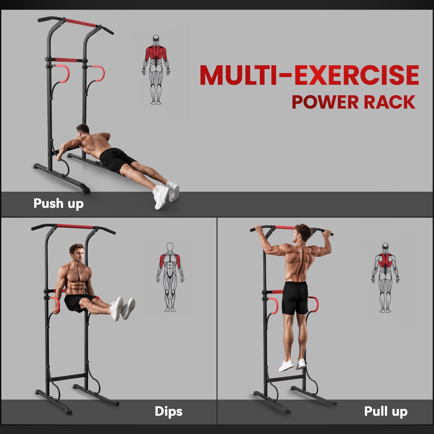 Soozier Power Tower, Pull Up Bar, Dip Station for Home Office Gym Multi-Function Workout Equipment