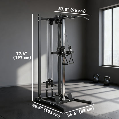 Soozier Cable Station Dual Pulley System with Pull up Bar and 14 Adjustable Positions