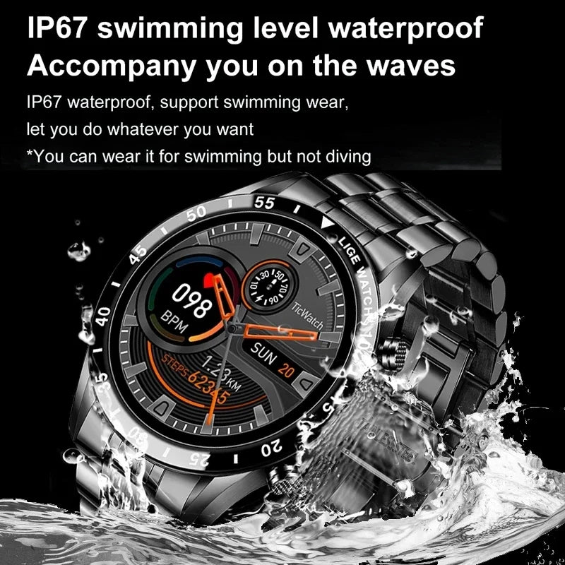 Discover the Ultimate 2025 Steel Band Luxury Smart Watch: Bluetooth Call, Waterproof, and Fitness Tracking for Men