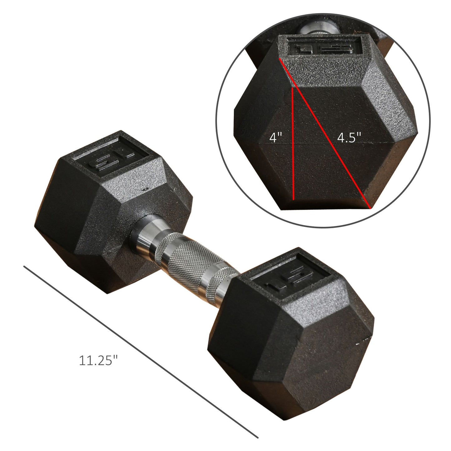 Soozier Rubber Dumbbells Weight Set, Total 30lbs Dumbbell Hand Weight for Body Fitness Training for Home Office Gym, 2 x 15lbs