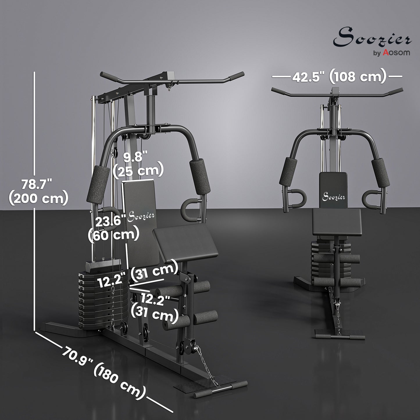 Soozier Multi-Exercise Home Gym Station with 99lbs Weight Stack, for Full Body Workout