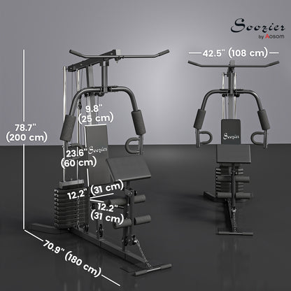 Soozier Multi-Exercise Home Gym Station with 99lbs Weight Stack, for Full Body Workout
