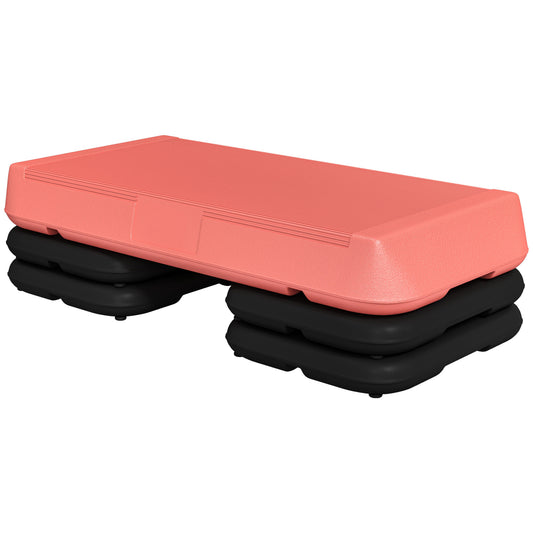 Soozier Adjustable Aerobic Stepper, 3-Level with Risers 4", 6", 8" Exercise Step Platform for Home Gym Fitness Workout, 330lbs Weight Capacity, Red
