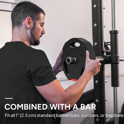 Soozier 1-Inch Weight Plates, Barbell Weights Set for Weightlifting and Strength Training, 2 x 11lbs + 2 x 5.5lbs